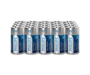 Philips Piles Alcalines C Ultra, LR14 - Puissantes pour Lampes de Poche et Jouets, Lot de 20