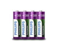 Philips Piles Rechargeables AA - 4 pièces - NiMH - 1300 mAh - jusqu'à 1000 recharges