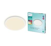 Philips Plafonnier LED Superslim SceneSwitch – 18W, 3 intensités, rond, blanc chaud, IP44 – Blanc