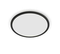 PHILIPS Plafonnier rond à panneau LED SceneSwitch à intensité variable, 3 ambiances différentes, 18W. Idéal pour les salles de bain avec son indice de protection IP44, noir