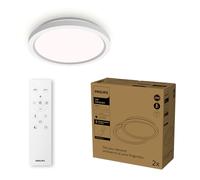 Philips Plafonniers LED avec télécommande, Pack de 2 - Ronds, 30 cm, Lumière blanche réglable et dimmable, Idéal pour le salon ou la chambre, Sans scintillement ni éblouissement, Design moderne, Blanc