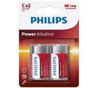 PHILIPS - PLAQUETTE PHILIPS POWER ALCALINE PILA C LR14 * 2