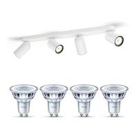 Philips Pongee Spot en saillie (Blanc) - Lumière Blanc Chaud - Spot de plafond avec 4 points d'éclairage - GU10 - Non Dimmable