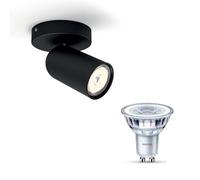 Philips Pongee Spot en saillie (Noir) - Lumière Blanc Chaud - Spot Mural ou Plafond avec 1 Luminaire - GU10 - Non Dimmable