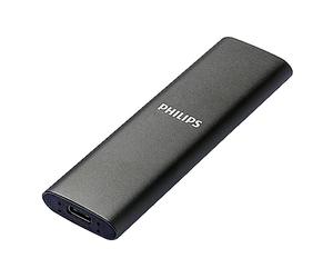 Philips Portable Externe SSD 500 Go - Ultra Fin, SATA Ultra Speed USB-C - USB, Vitesse de Lecture jusqu'à 540 Mo/s, Vitesse d'écriture jusqu'à 540 Mo/s, Aluminium