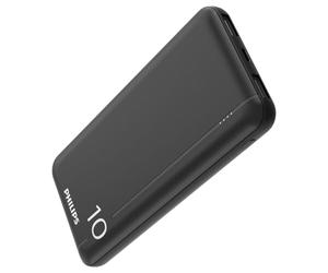 PHILIPS Powerbank de 10 000 mAh avec Ports d'entrée USB A et USB-C Doubles, Noir