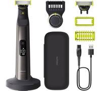 Philips QP6652/61 OneBlade Pro 360 Face+Body Tondeuse à barbe avec 2x lames + 1x sabot de tondeuse + 1x sabot de protection de la peau, +Premium case, +Base de charge