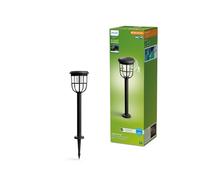 Philips Radii Borne solaire auto-connectable UltraEfficient, 1,3 W, 3000 K, noire, détecteur de mouvement, IP44 résistante aux intempéries