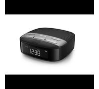 Philips Radio-Réveil Numérique TAR3505/12 Noir/Gris, Tuner DAB/DAB+/FM, 40 Préréglages, Écran LCD Rétroéclairé, Horloge 12/24h, Alimentation AC/Batterie AAA