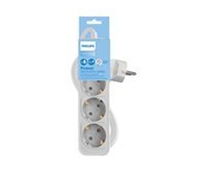 Philips - Rallonge multiprise avec interrupteur, 3 prises - 1,5m - Blanc