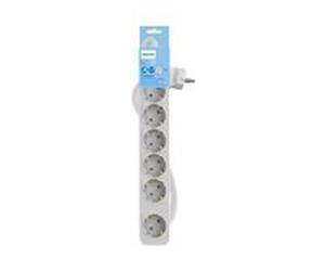 Philips - Rallonge multiprise avec interrupteur, 6 prises - 3m - Blanc