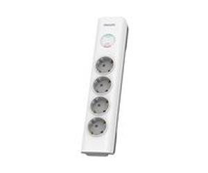 Philips - Rallonge multiprise parasurtenseur, 4 prises - 2m - Blanc