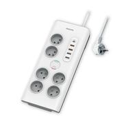 Philips - Multiprise parasurtenseur - 6 prises +Type-C +4xUSB-A - 2m
