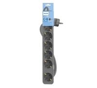 Philips Regletas CHP2164G - Multiprise 6 Prises, câble de 1,5 m, Interrupteur Principal, Fermeture de sécurité Automatique, indicateur LED d'alimentation, Couleur Grise