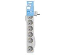 Philips Regletas CHP2164W - Multiprise 6 Prises, câble de 1,5 m, Interrupteur Principal, Fermeture de sécurité Automatique, indicateur LED d'alimentation - Blanc