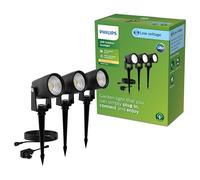 Philips Reuel Spot d’Extérieur 24 V GardenLink Basse Tension, 2700 K, 180 lm, Noir, Kit de Démarrage, Lot de 3, Prise EU