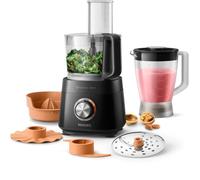 PHILIPS Robot Compact Viva Collection HR7510/10, 800W, 29 fonctions, 2 vitesses, Bol 1L, Blender 1L et presse agrume, Disque 2 en 1