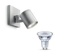 Philips Runner Spot en saillie (Aluminium) - 1 lumière - Non dimmable | Spot mural ou plafond - GU10 - Blanc chaud