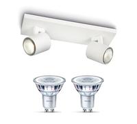 Philips Runner Spot en saillie (Blanc) - 2 lumières - Non dimmable | Spot de plafond - GU10 - Blanc chaud