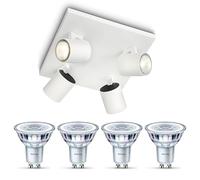 Philips Runner Spot en saillie (Blanc) - 4 lumières - Non dimmable | Spot de plafond - GU10 - Blanc chaud