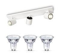 Philips Runner Spot en saillie (Blanc) - Lumière blanche chaude - Spot en saillie avec 3 point lumineux - GU10 - SceneSwitch - Facilement dimmable avec votre interrupteur classique