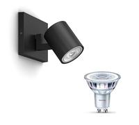Philips Runner Spot en saillie (Noir) - 1 lumière - Non dimmable | Spot mural ou plafond - GU10 - Blanc chaud