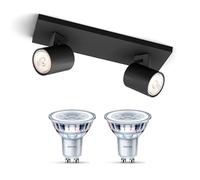 Philips Runner Spot en saillie (Noir) - 2 lumières - Non dimmable | Spot de plafond - GU10 - Blanc chaud