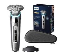 Philips S9000 - rasoir électrique Wet & Dry pour hommes couleur Argent chromé avec lames Lift & Cut, technologie SkinIQ, tondeuse à barbe, socle de charge et étui de transport (modèle S9975/35)