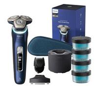 Philips Série 9000 - Rasoir électrique pour hommes, avec technologie SkinIQ, Wet & Dry, Lift & Cut, rétractable, Cleaning Pod, tondeuse à barbe, socle de charge, coffret de voyage (modèle S9980/74)