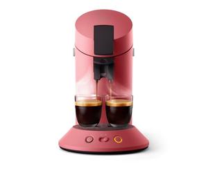 Philips Senseo Original Plus Machine à café à dosettes, Sélection de l'intensité du café, Technologie Coffee Boost, 2 tasses a la fois, Plastique recyclé, Rouge tendre (CSA210/35)