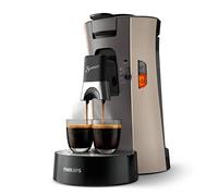 PHILIPS SENSEO Select Cafetière à dosette, 2 tasses, Nougat | Crema Plus, Fonction mémo, Intensity Plus, Réservoir 0,9L, Bec ajustable, Démarrage instantané & Arrêt auto (CSA240/30)