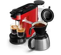 Philips Senseo Switch HD6592/84 Machine à café à dosettes et filtre, technologie d'infusion 2 en 1, réservoir d'eau de 1 litre, 7 tasses en un seul passage, rouge Monzarot