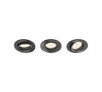 Philips - Set de 3 spots encastrables, modèle : Donegal, culot GU10, forme : ronde, couleur : grise