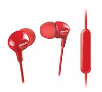 Philips Écouteurs intra-auriculaires SHE3555RD/00 - Basses riches, micro, câble renforcé Rouge