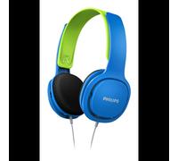 Philips SHK2000BL/00 Casque Audio Enfant Supra-Aural 32mm Néodyme 12-22000Hz 32 Ohm 99dB Limiteur 85dB Câble 3.5mm Bleu/Vert 40mW 100.2g