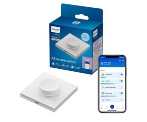 Philips Smart LED, Interrupteur à Variateur Intelligent, Blanc, Pack de 1 | Variateur d'intensité lumineuse, Bouton télécommande, Portée 15m, Rechargeable, Fonctionne sans Wi-Fi, Connexion via WiZ
