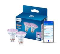 Philips Smart Lighting Ampoules GU10, Verre, RVB, Pack de 2