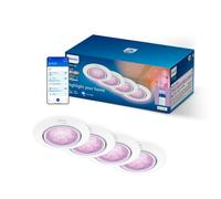 Philips Smart Lighting Kit GU10, Pack de 4, Spot Plafond, Blanc et Couleur Réglable, Tête Inclinable, Intensité Réglable, Commandes via App et Voix, Blanc