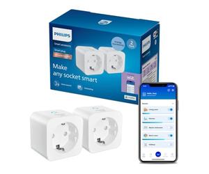 Philips Smart Lighting Smart Plug Matter Type F, Automatisations, Commandes Vocales/Application, Connected by WiZ, Pack de 2