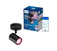 Philips Smart Lighting Spot GU10 x1, Noir | Multicolore et Blanc Réglable 2200-6500 K, Luminaire, Plafonnier, Smart LED, 345 lm, Connected by WiZ, Maison Connectée