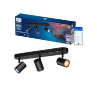 Philips Smart Lighting Spot GU10 x3, Noir | Multicolore et Blanc Réglable 2200-6500 K, Luminaire, Plafonnier, Smart LED, 345 lm x3, Connected by WiZ, Maison Connectée