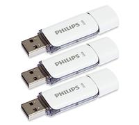 Lot de 3 Clés USB 32 Go Philips USB2.0 Snow Edition Blanc et gris