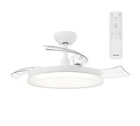 Philips Solr Ventilateur à Pales Rétractables avec LED, 3 Pales, Envergure 106 cm, 4500 Lumens, 3 Nuances de Lumière Blanche (2700 K/4000 K/5500 K), Gradation jusqu'à 10%, avec Télécommande, Blanc