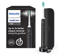 Philips Sonicare 3100, Brosse à dents électrique sonique, capteur de pression et minuterie, étui de voyage, noir, modèle HX3673/14