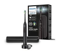 Philips Sonicare 4100 - brosse à dents électrique pour adultes avec 1 tête de brosse Philips W2 Optimal White noire, coffret de voyage fin et chargeur USB (modèle HX3683/54)