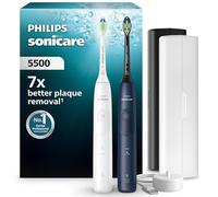 Philips Sonicare 5500 - Brosse à dents électrique sonique avec 2 modes, Alerte de pression, EasyStart, SmarTimer et BrushPacer, Blanc et Bleu marine, Pack de 2, modèle HX7119/01