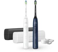 Philips Sonicare 5500 - Brosse à dents électrique sonique avec 2 modes, Alerte de pression, EasyStart, SmarTimer et BrushPacer, Blanc et Bleu marine, Pack de 2, modèle HX7119/01