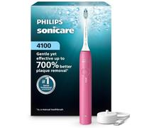 Philips Sonicare Brosse à dents électrique série 4100 - Brosse à dents sonique avec capteur de pression, 3 niveaux d'intensité, fonction EasyStart, SmarTimer et QuadPacer, autonomie de 14 jours, rose