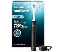 Philips Sonicare Brosse à dents électrique série 4100 - Brosse à dents sonique avec capteur de pression, 3 niveaux d'intensité, fonction EasyStart, SmarTimer et QuadPacer, autonomie de 14 jours, noir