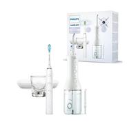 Philips Sonicare Brosse à dents électrique sonique DiamondClean 9000 + Jet dentaire sans fil Power Flosser 3000, Blanc (modèle HX3866/41)